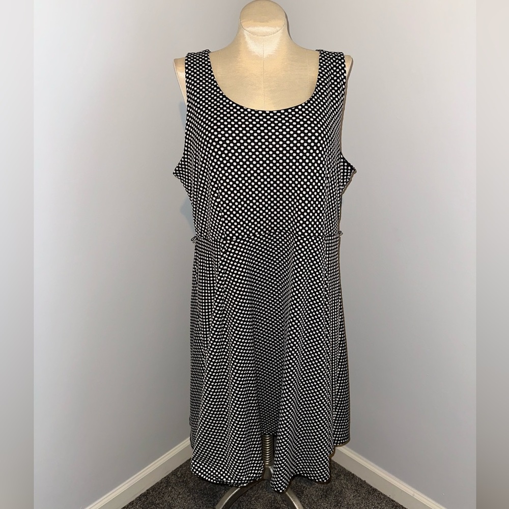 Lane Bryant Black and White Polka Dot Sleeveless Dress